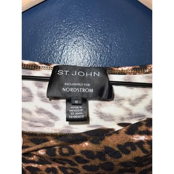 St.John for nordstrom cheetah print asymetrical blouse size med - Picture 3 of 4